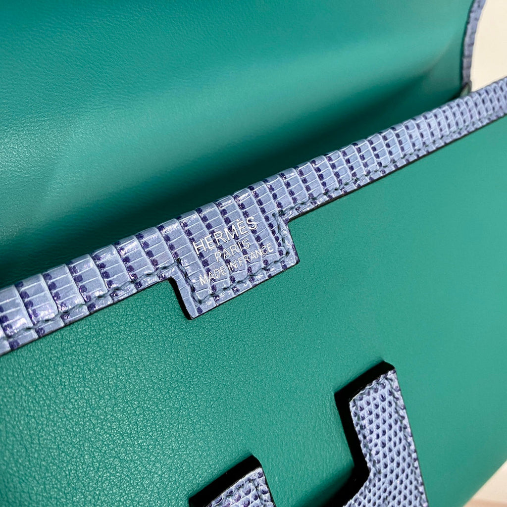 JIGE ELAN 29 クラッチバッグ（ティールグリーンカーフスキン、ロイヤルブルーリザードスキン使用）（オーダーメイド）