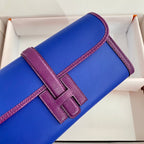 JIGE ELAN 29 CLUTCH IN COBALT BLUE CALFSKIN WITH VIOLET PURPLE LIZARD SKIN (MADE-TO-ODER)