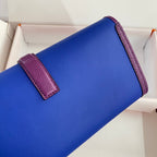 JIGE ELAN 29 CLUTCH IN COBALT BLUE CALFSKIN WITH VIOLET PURPLE LIZARD SKIN (MADE-TO-ODER)