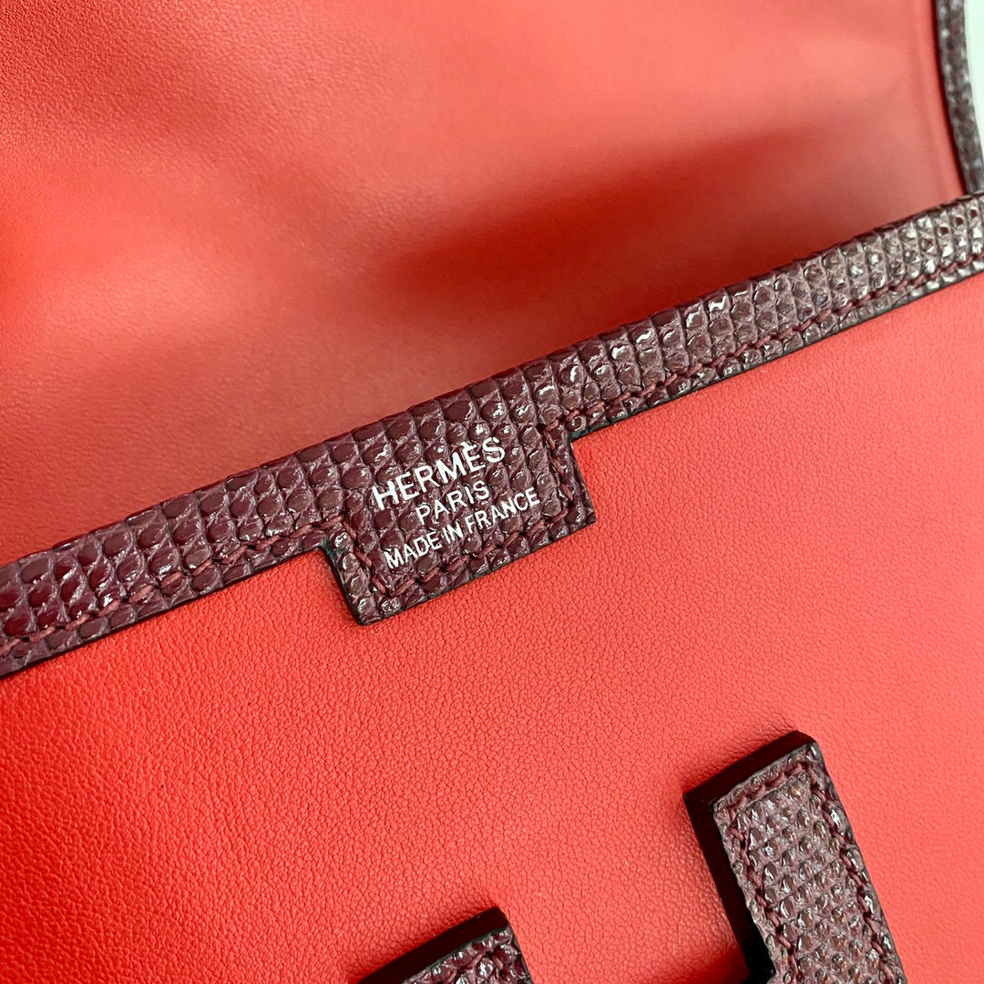 JIGE ELAN 29 クラッチバッグ（キャンディレッドカーフスキン、ワインレッドリザードスキン使用）（オーダーメイド）