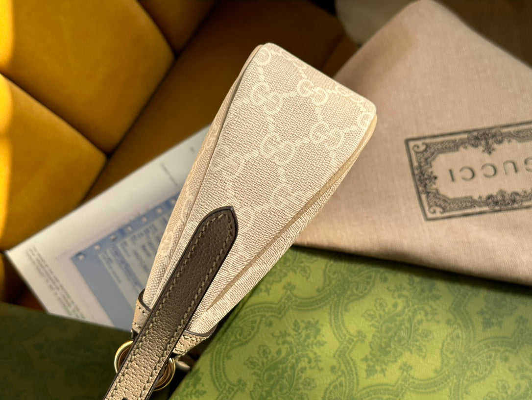 オフィディア GG スモール 25 ハンドバッグ ベージュ＆ホワイト シュプリーム キャンバス