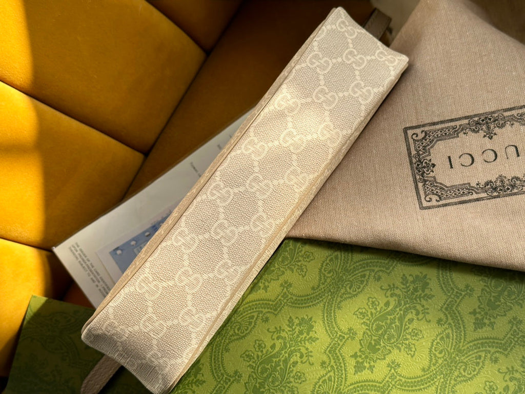 オフィディア GG スモール 25 ハンドバッグ ベージュ＆ホワイト シュプリーム キャンバス