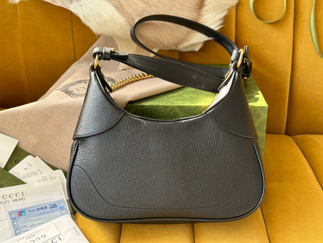 ショルダーバッグ 25インチ ブラック ラムスキン ゴールド金具