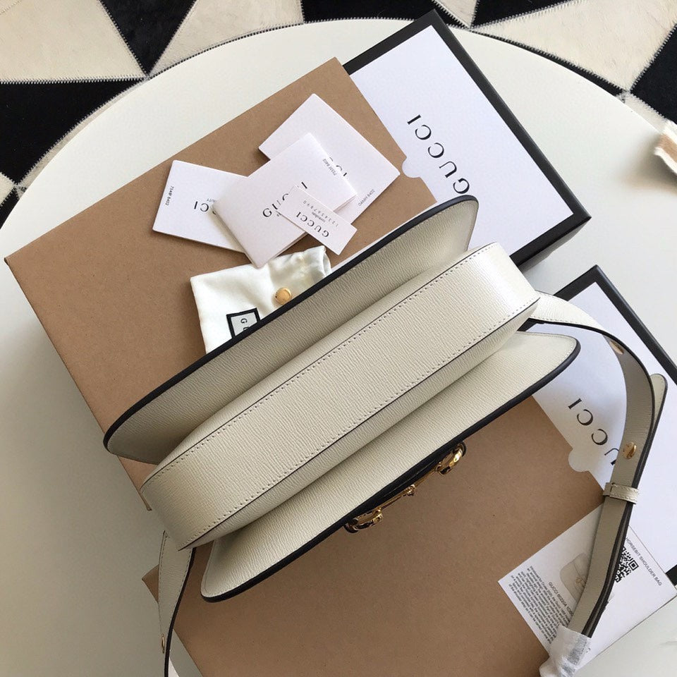 GGホースビット 1955 ミニバッグ 25 ホワイトカーフスキン