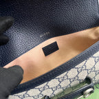 GG HORSEBIT 1955 BAG 24 IN BEIGE CANVAS AND BLACK CALFSKIN