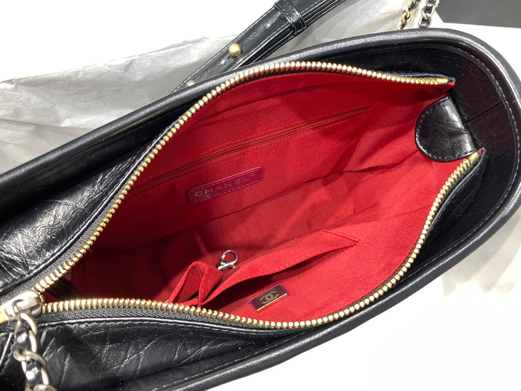 ホーボーバッグ 25 ストラップ付き ブラックカーフスキン ゴールド＆シルバー金具