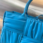 SMALL ARCO TOTE 30 IN CERULEAN BLUE SOFT LAMBSKIN
