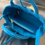 CANDY ARCO TOTE 20 IN CERULEAN BLUE SOFT LAMBSKIN