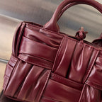 CANDY ARCO TOTE 20 IN WINE RED SOFT LAMBSKIN