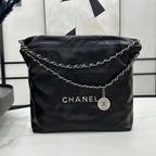 CC ミディアム 37 ハンドバッグ（ブラックカーフスキン、シルバー金具）