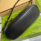 GGマーモント スモール 23 ハンドバッグ（ブラックカーフスキン、ゴールドロゴ入り）