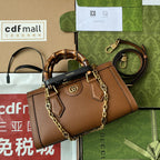 DIANA MEDIUM TOTE BAG 27 IN BROWN CALFSKIN BAMBOO HANDLES