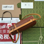 乗馬スタイル ショルダーバッグ 21インチ ブラウンカーフスキン ゴールド金具