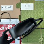 乗馬スタイル ショルダーバッグ 21インチ ブラック カーフスキン ゴールド金具