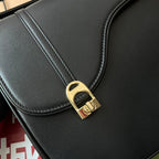 乗馬スタイル ショルダーバッグ 21インチ ブラック カーフスキン ゴールド金具