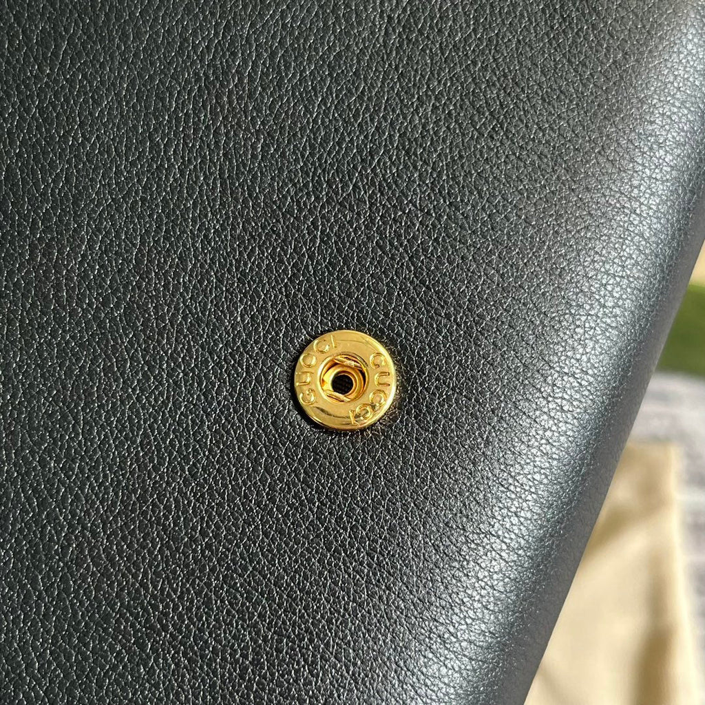 BLONDIE INTERLOCK MINI SHOULDER BAG 12 IN BLACK CALFSKIN GOLD CHAIN