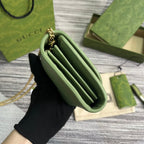 BLONDIE INTERLOCK MINI SHOULDER BAG 12 IN GREEN CALFSKIN GOLD CHAIN