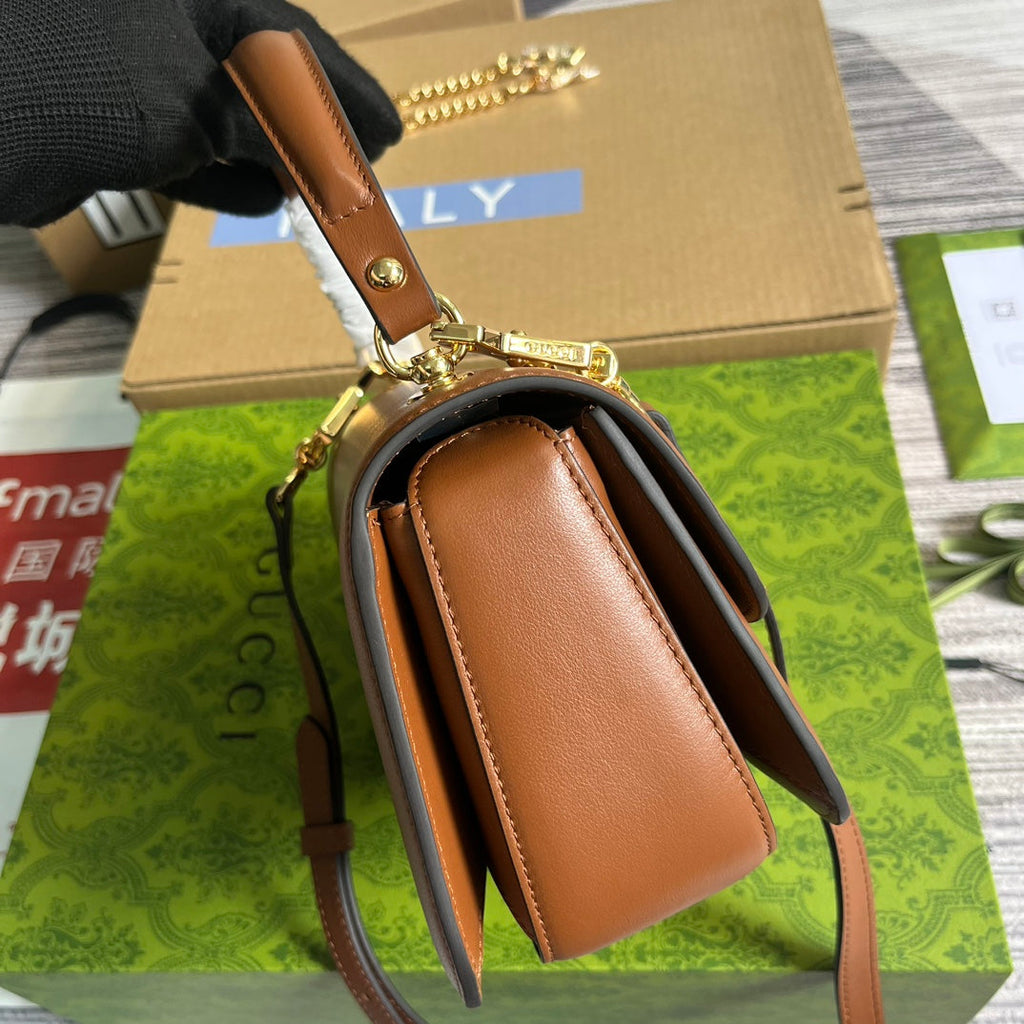 BLONDIE 23 TOP-HANDLE BAG CINNAMON BROWN CALFSKIN