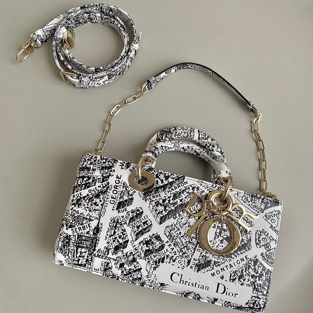 ミディアム D-JOY 26 バッグ（ブラック/ホワイトカーフスキン）