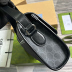 MESSENGER BAG 25 IN DARK GREY CANVAS ANG BLACK CALFSKIN