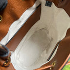 GGオフィディア スモール 26 バケットバッグ（ベージュキャンバス＆ブラウンカーフスキン）