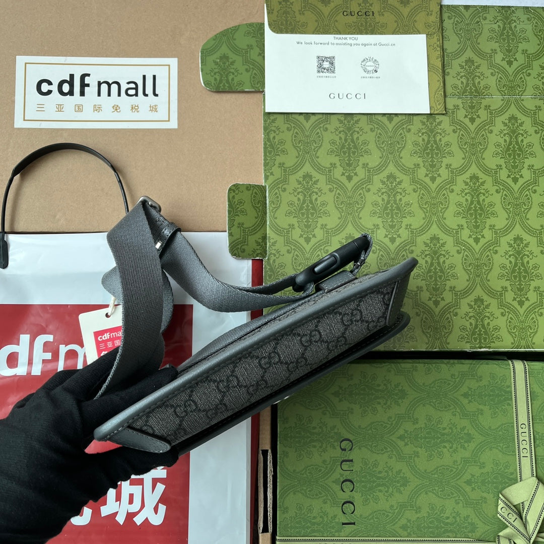 OPHIDIA BELT BAG 24 IN DARK GREY GG CALFSKIN