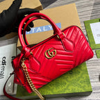 GGマーモント マトラッセ 27 ハンドバッグ チェリーレッド カーフスキン