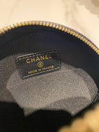 CCミニ 12ラウンドチェーンバッグ（ブラックカーフスキン、ゴールド金具）