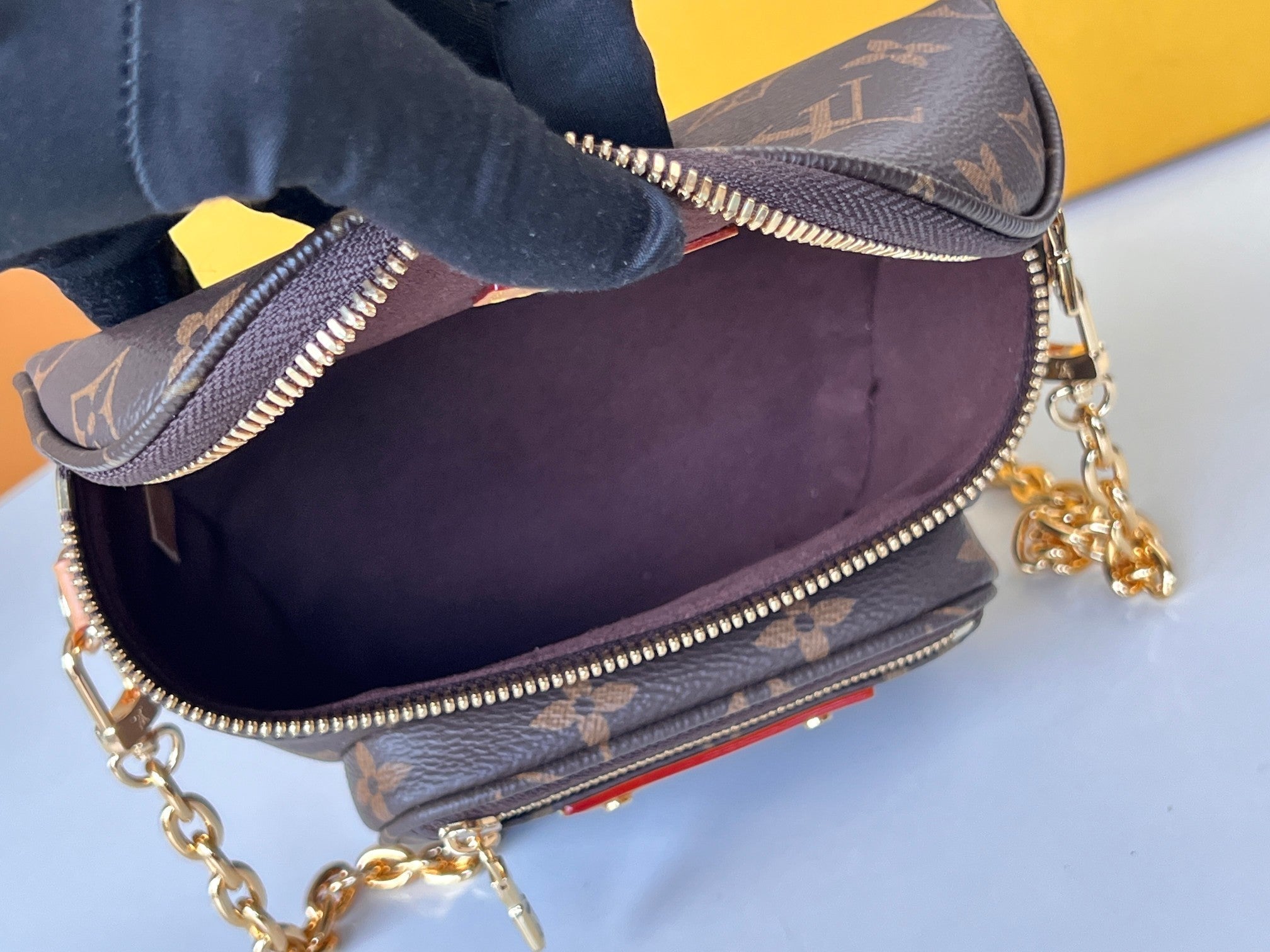 LV 25S ミニバンバッグ 17インチ ブラウン モノグラム カーフスキン ゴールド金具