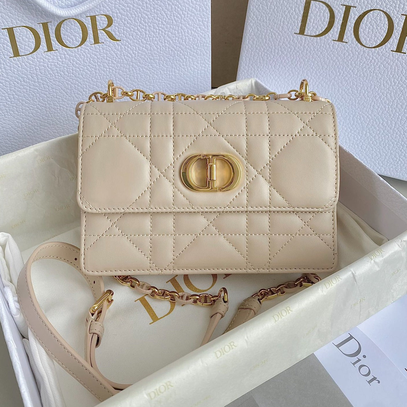 ミニチェーンバッグ 17 ベージュカーフスキン