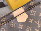 LV 25S MULTI POCHETTE ACCESSOIRES 25 IN BROWN MONOGRAM COATED CANVAS GREEN STRAP