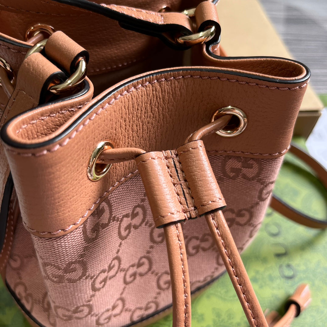 GG オフィディア ミニ 19 バケット ライトピンク キャンバス＆カーフスキン