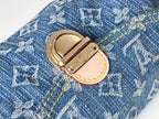 LV 25S プリーツバッグ 26インチ ブルー モノグラム デニム ゴールド金具