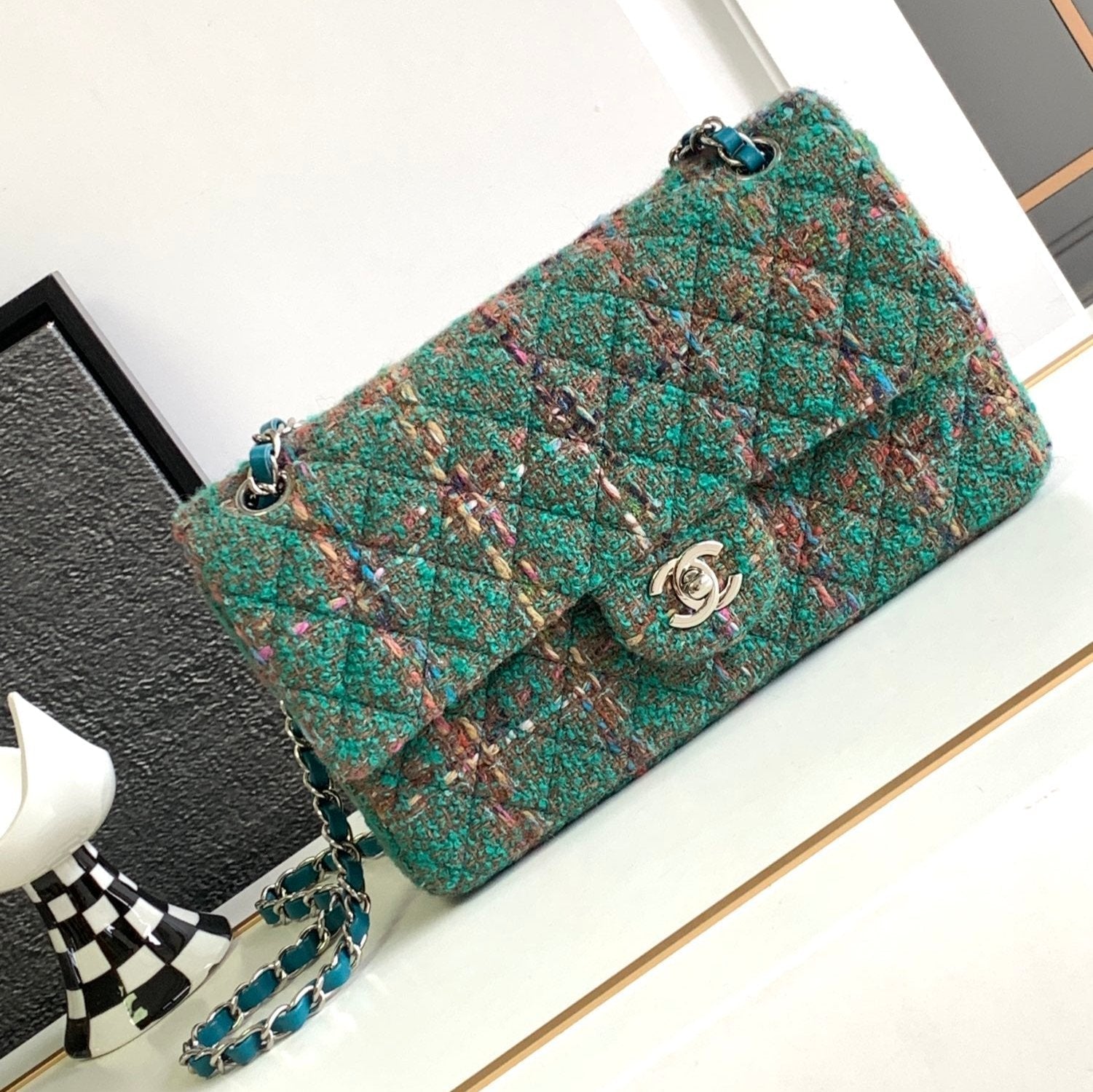 CC ミディアム 25 クラシックバッグ（グリーンフォレストウールツイード）