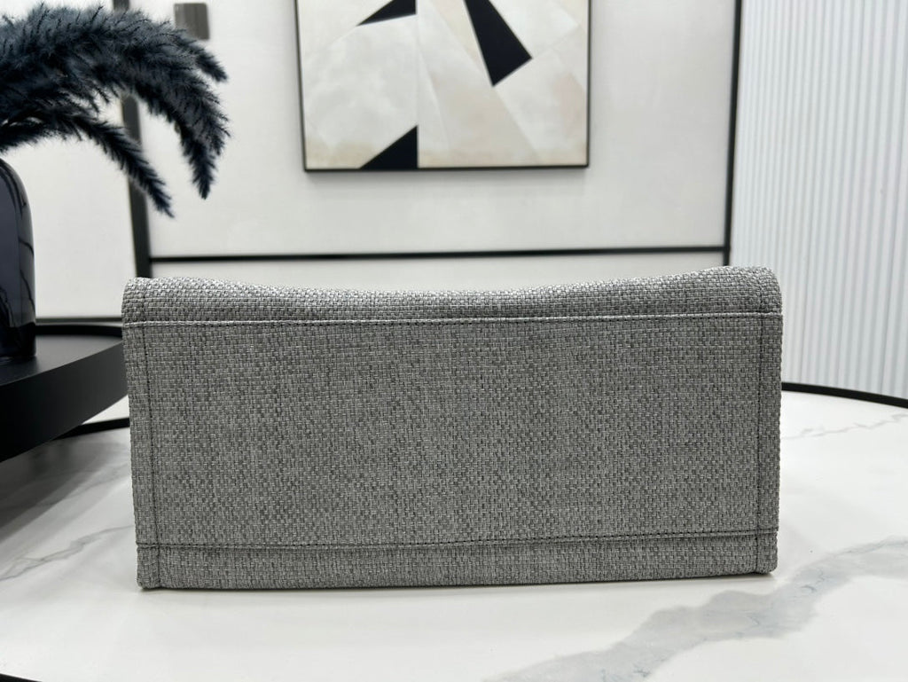 CC DEAUVILLE ラージ 38 トートバッグ（グレー キャンバス、ブラック ロゴ入り）