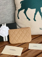 CCクラシック スモール 15 ジップポーチ（ダークベージュ グレインカーフスキン）