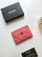 CC CARD HOLDER 11.2 BLUSH PINK CALFSKIN GOLD ICON