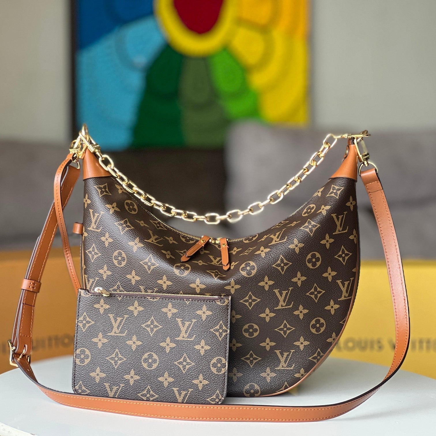 LV 25S ループ ホーボー 38インチ ブラウン モノグラム コーティングキャンバス ゴールド金具