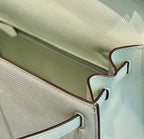 KELLY 25CM IN VERT FIZZ SWIFT CALFSKIN SILVER HARDWARE