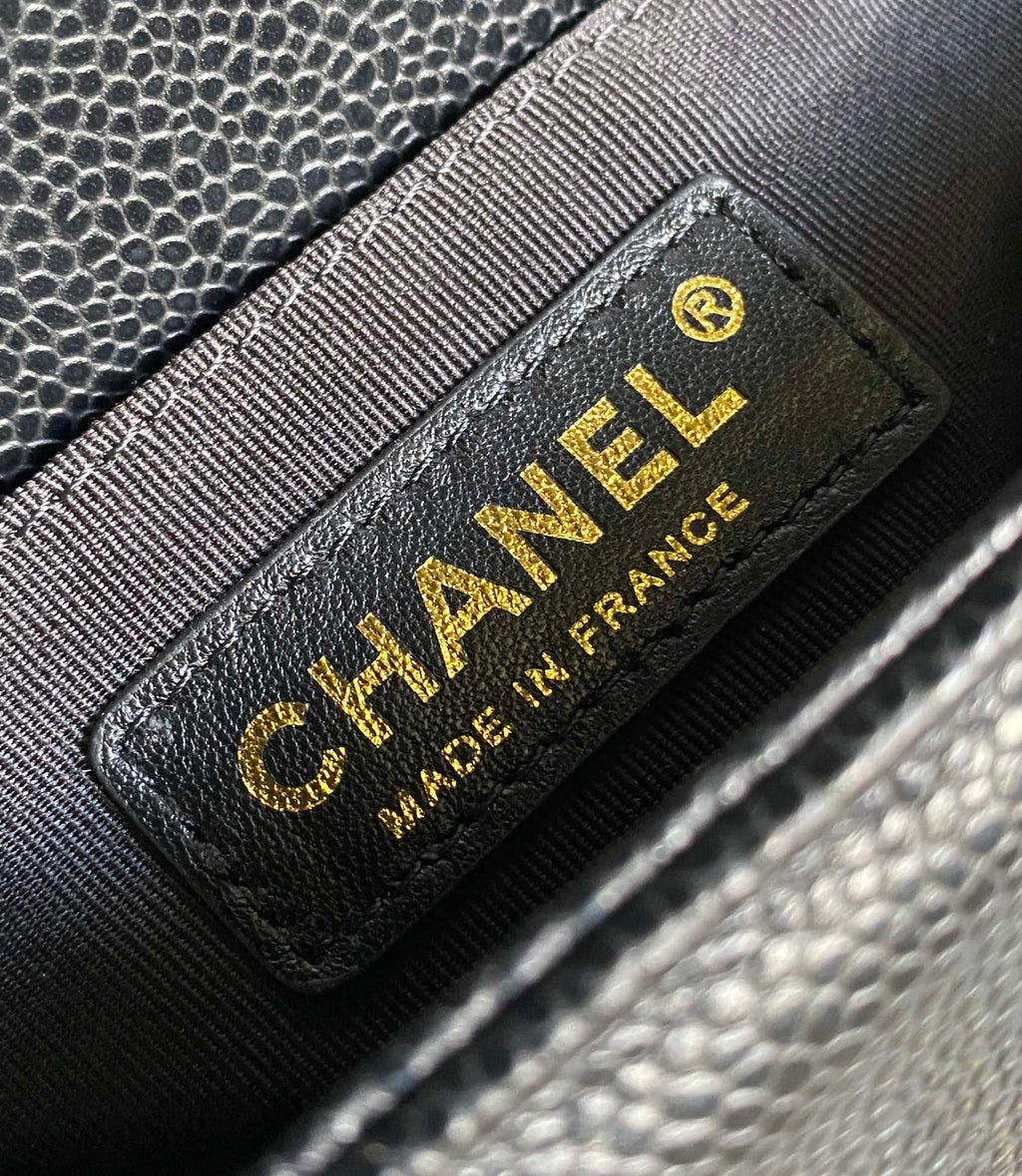 スモールボーイバッグ 20インチ ブラック ラムスキン ゴールド金具