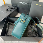 LOU CAMERA BAG 23 IN GREENISH SUEDE AND CALFSKIN TRIM