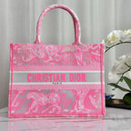 MEDIUM BOOK TOTE 37 CANDY PINK MACROCANNAGE EMBROIDERY