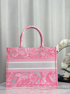 MEDIUM BOOK TOTE 37 CANDY PINK MACROCANNAGE EMBROIDERY