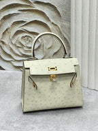 KELLY BAG 20 IN WHITE CREAM OSTRICH LEATHER WITH GOLD HARDWARE (MADE-TO-ODER)