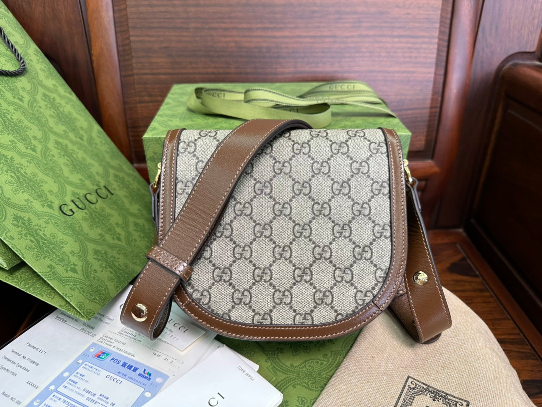 GG 18 ホースビット 1955 ミニバッグ ベージュキャンバス＆エボニーカーフスキン