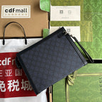 OPHIDIA POUCH 26 IN DARK BLUE MONOGRAM CANVAS AND BLACK LAMBSKIN TRIM