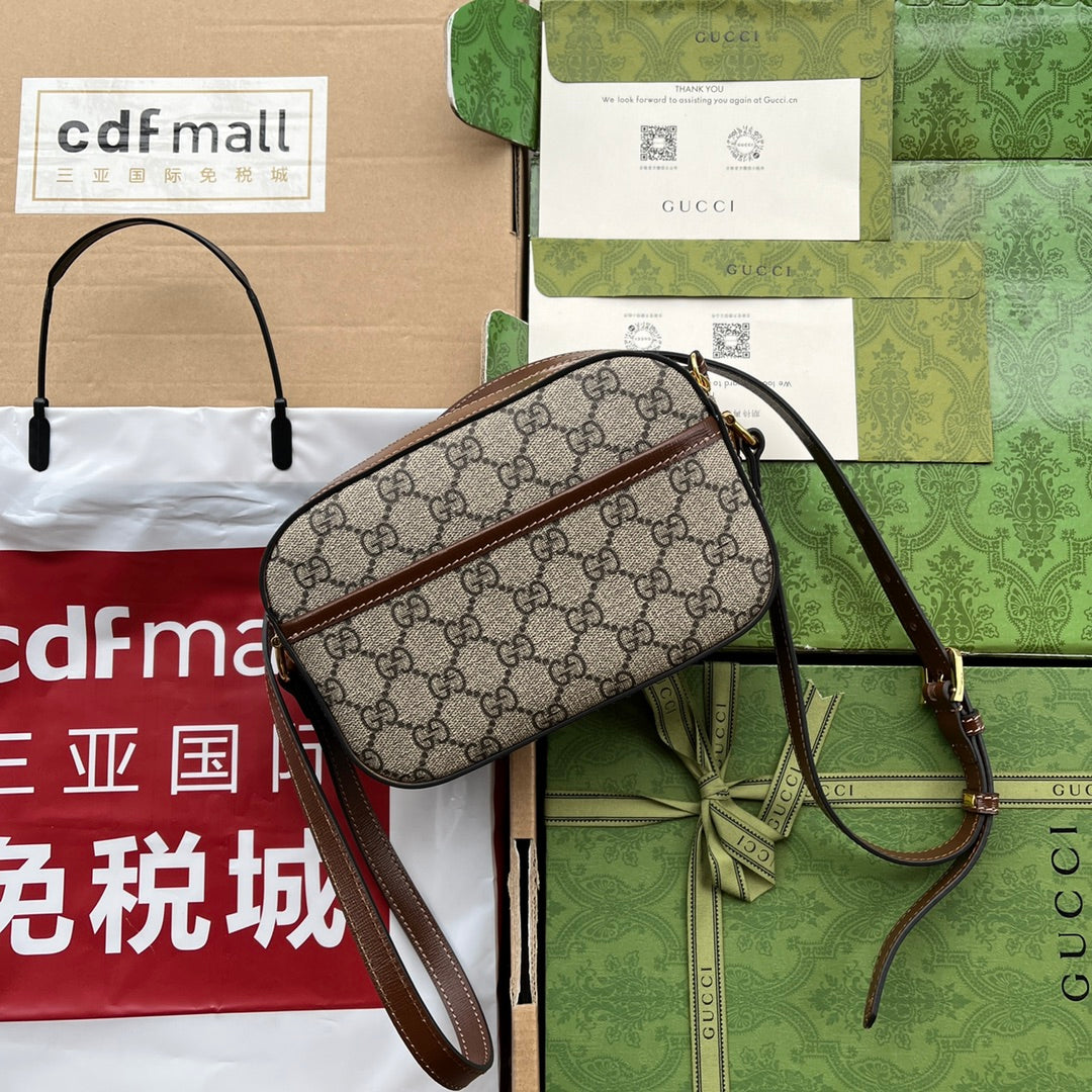 ホースビット 1955 スモール カメラバッグ 20 ベージュ＆エボニー GGブラウン カーフスキン