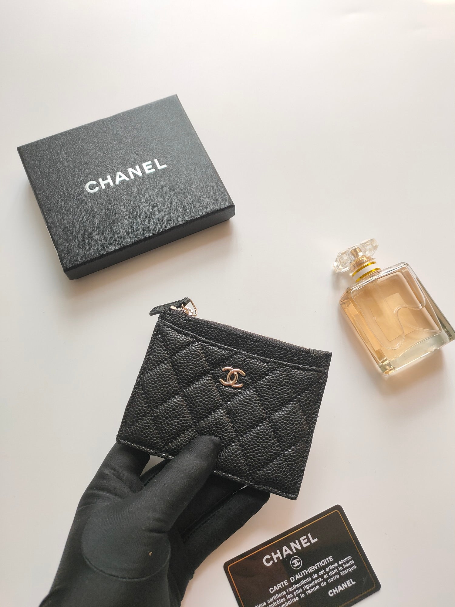 CC ジップカードホルダー 11.5 ブラック グレインカーフスキン ゴールドアイコン