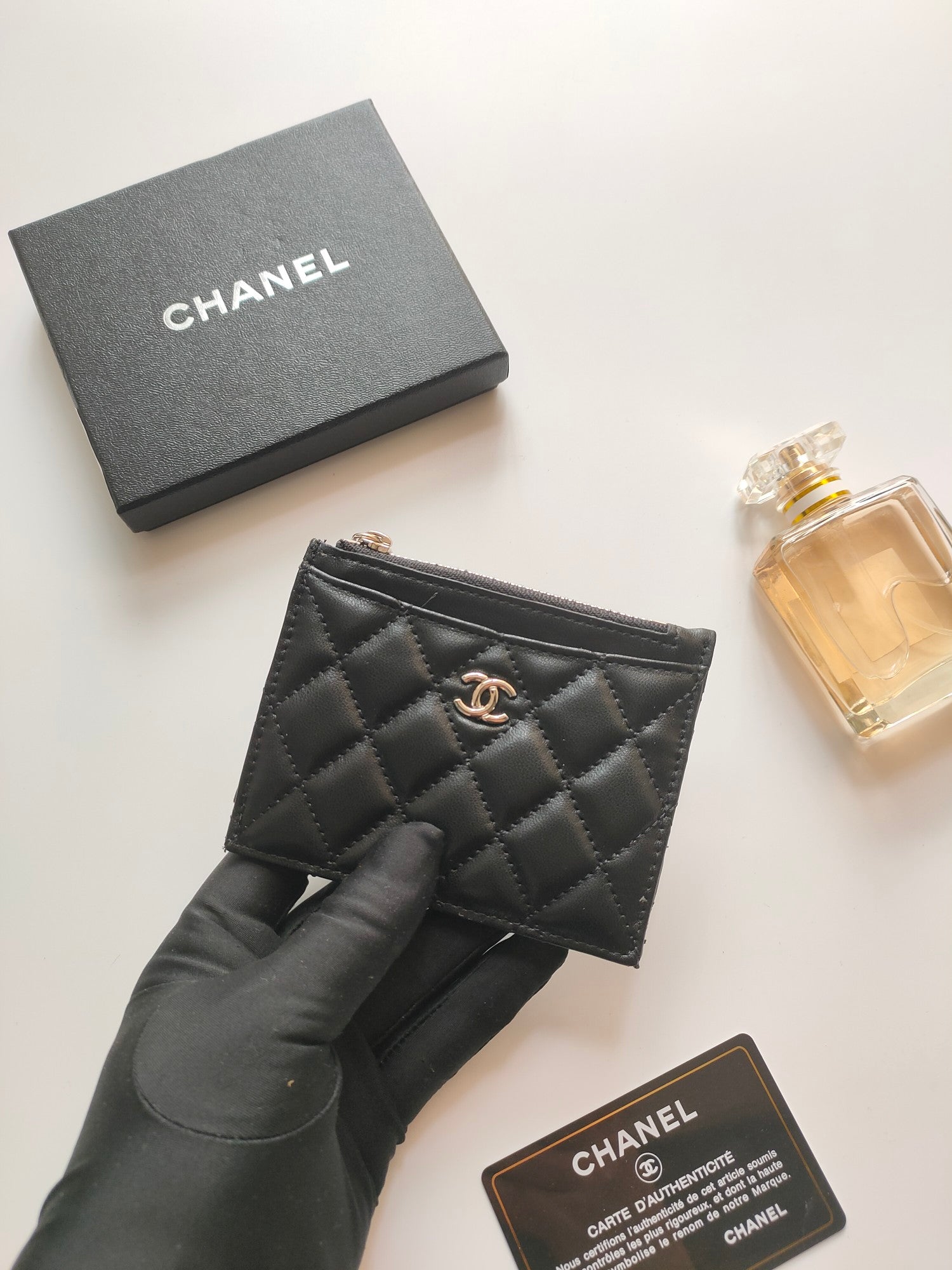 CC ジップカードホルダー 11.5 ブラック カーフスキン ゴールドアイコン