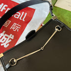 スリムホースビット スモールショルダーバッグ 23インチ ブラックカーフスキン パラジウム金具